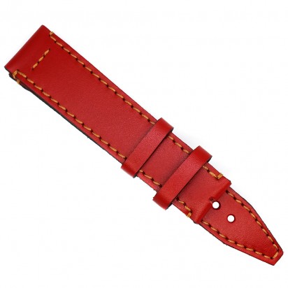 Кожаный красный ремешок ручной работы для часов 22 мм M074-22-20