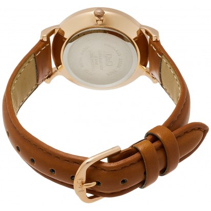 Женские наручные часы Q&Q (оригинал) на кожаном ремешке артикул Q979-101