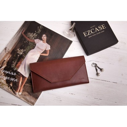 Кошелек женский кожаный Envelope коричневый Арт.C4 