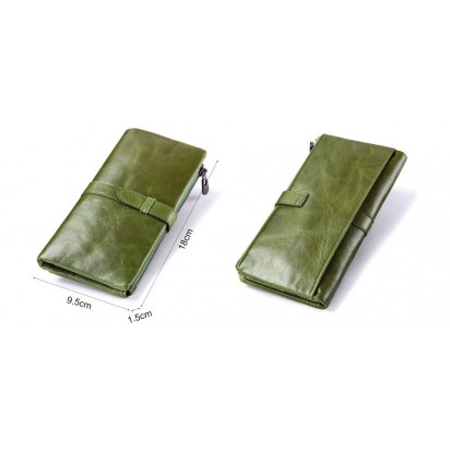 Длинный кожаный кошелек Pandora оливковый Арт.K31