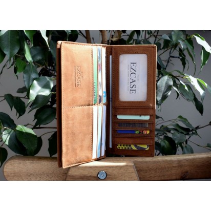 Длинный кожаный кошелёк Theodore коричневый Арт.K32