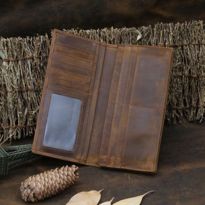 Длинный кожаный кошелёк Theodore коричневый Арт.K32