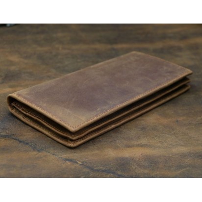 Длинный кожаный кошелёк Theodore коричневый Арт.K32