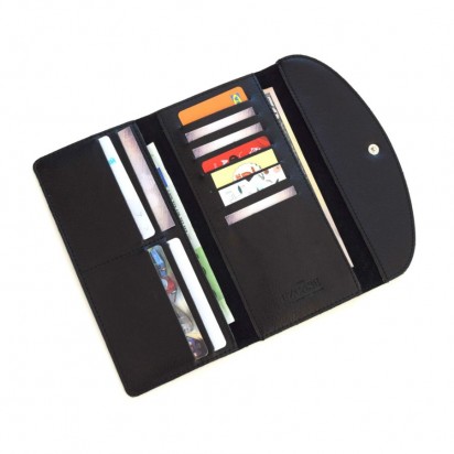 Длинный кожаный кошелёк Trifon чёрный Арт.K3.7