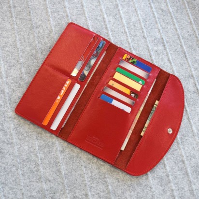 Длинный кожаный кошелёк Trifon красный Арт.K3.7