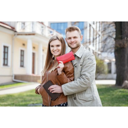 Длинный кожаный кошелёк Trifon красный Арт.K3.7