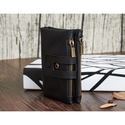 Раскладной кошелек кожаный HERACLIUS черный