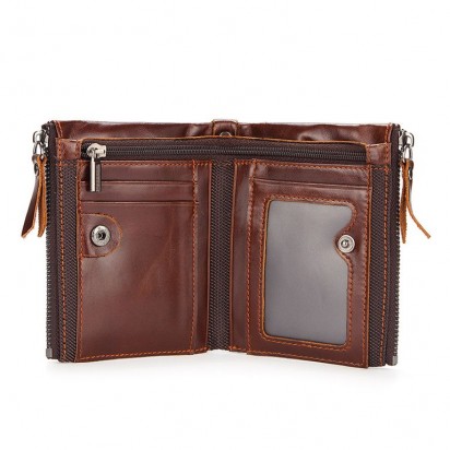 Раскладной кошелек кожаный SAKIS коричневый