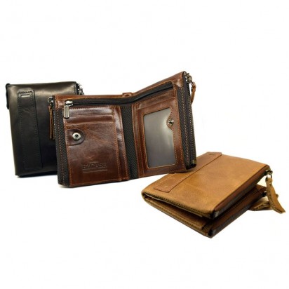 Раскладной кошелек кожаный SAKIS коричневый