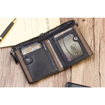 Раскладной кошелек кожаный SAKIS черный