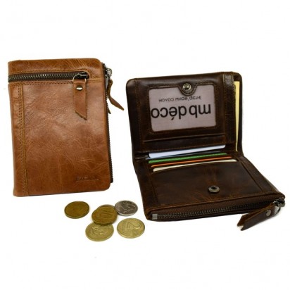 Раскладной кошелек кожаный YEROFEY песочный