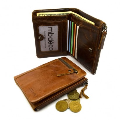 Раскладной кошелек кожаный YEROFEY песочный