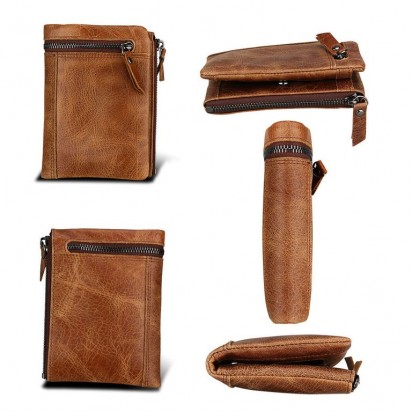 Раскладной кошелек кожаный YEROFEY песочный