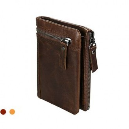 Раскладной кошелек кожаный YEROFEY темно-коричневый