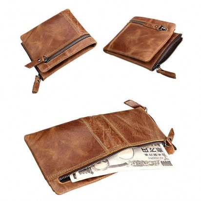 Раскладной кошелек кожаный YEROFEY 2 песочный