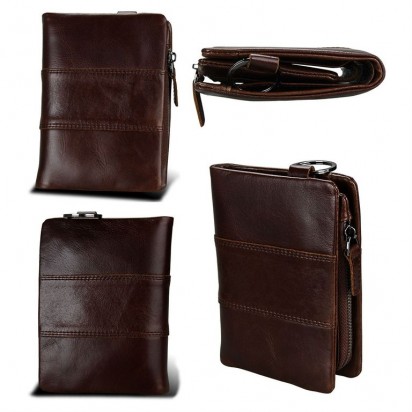 Раскладной кошелек кожаный ACHILLES коричневый