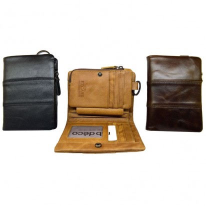 Раскладной кошелек кожаный ACHILLES коричневый