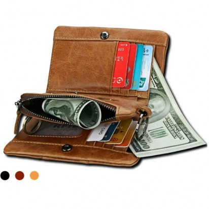 Раскладной кошелек кожаный ACHILLES песочный