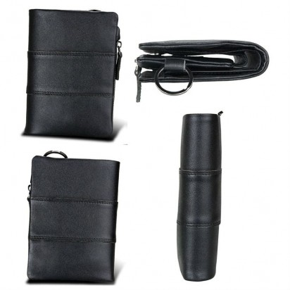 Раскладной кошелек кожаный ACHILLES черный