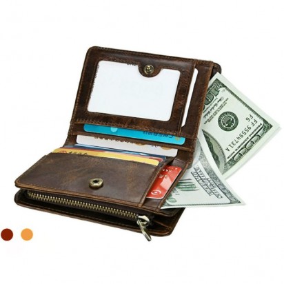 Раскладной кошелек кожаный AGAPIT коричневый