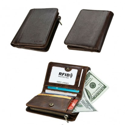 Раскладной кошелек кожаный AGAPIT коричневый