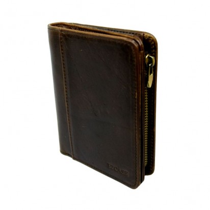 Раскладной кошелек кожаный AGAPIT коричневый