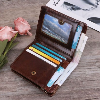 Раскладной кошелек кожаный AGAPIT коричневый