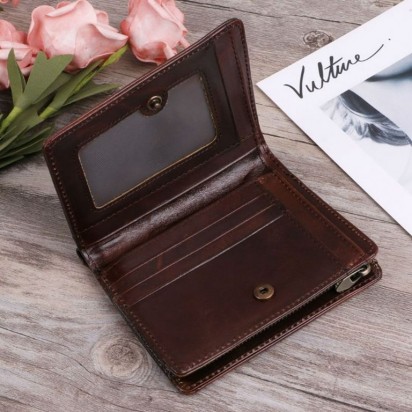 Раскладной кошелек кожаный AGAPIT коричневый