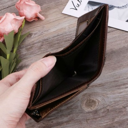 Раскладной кошелек кожаный AGAPIT коричневый