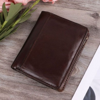 Раскладной кошелек кожаный AGAPIT коричневый