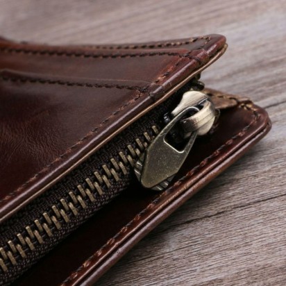 Раскладной кошелек кожаный AGAPIT коричневый