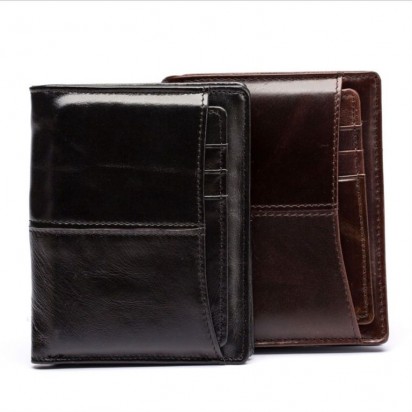 Раскладной кошелек кожаный CLEON черный