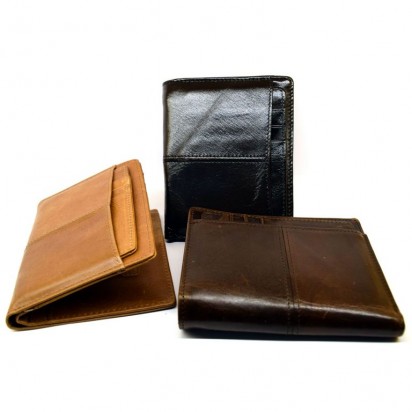 Раскладной кошелек кожаный CLEON черный