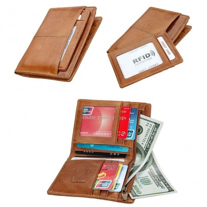 Раскладной кошелек кожаный CLEON песочный