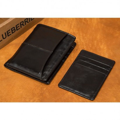 Раскладной кошелек кожаный CLEON черный