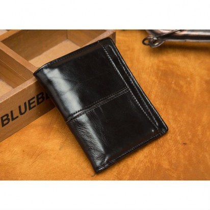 Раскладной кошелек кожаный CLEON черный