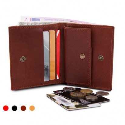 Раскладной кошелек кожаный COMPACT коричневый