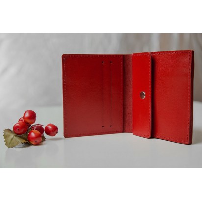 Раскладной кошелек кожаный COMPACT красный