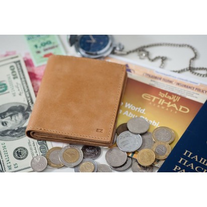 Раскладной кошелек кожаный COMPACT песочный