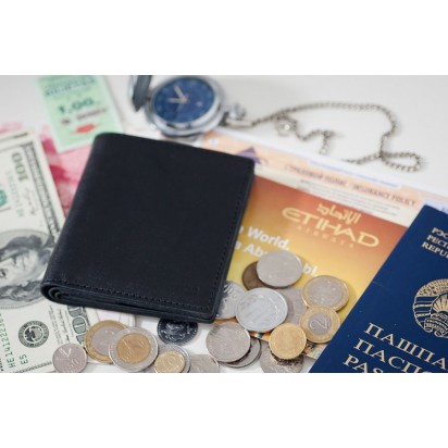 Раскладной кошелек кожаный COMPACT черный