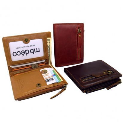 Раскладной кошелек кожаный HYPATIUS темно-коричневый