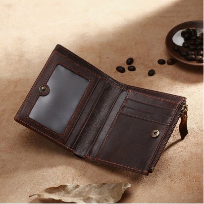 Раскладной кошелек кожаный HYPATIUS темно-коричневый