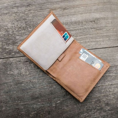 Раскладной кошелек кожаный LEANDER песочный