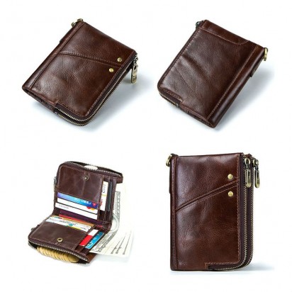 Раскладной кошелек кожаный LYCURGUS коричневый