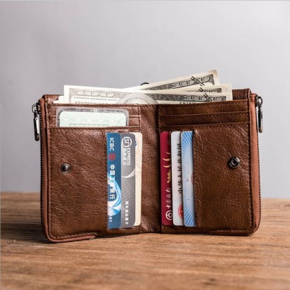 Раскладной кошелек кожаный LYCURGUS коричневый