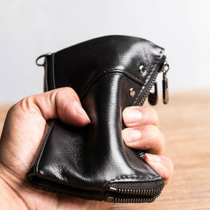 Раскладной кошелек кожаный LYCURGUS черный