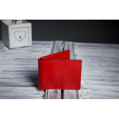 Раскладной кошелек кожаный Slim красный