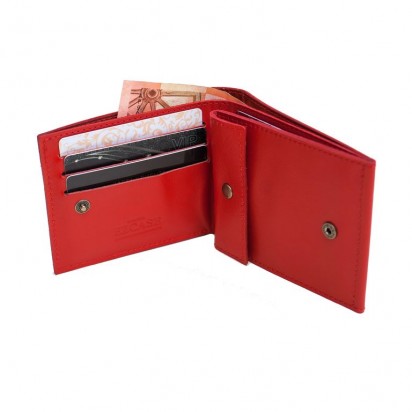Раскладной кошелек кожаный Slim красный