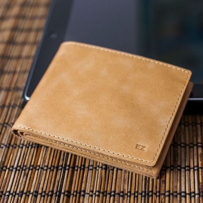 Раскладной кошелек кожаный Slim песочный