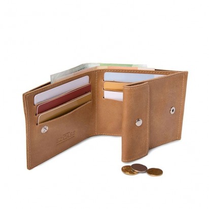 Раскладной кошелек кожаный Slim песочный